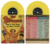 Lot of 11 Vinyl Records With Three Stooges Recordings for Children -- Circa 1960s With Curly Joe -- Plus Flyer Promoting Their Albums -- Not Played, But Albums Appear Very Good With Some Unopened
